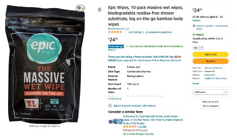 Amazon Product XL Wet Wipes