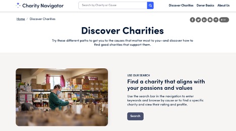 Charity Navigator website screenshot